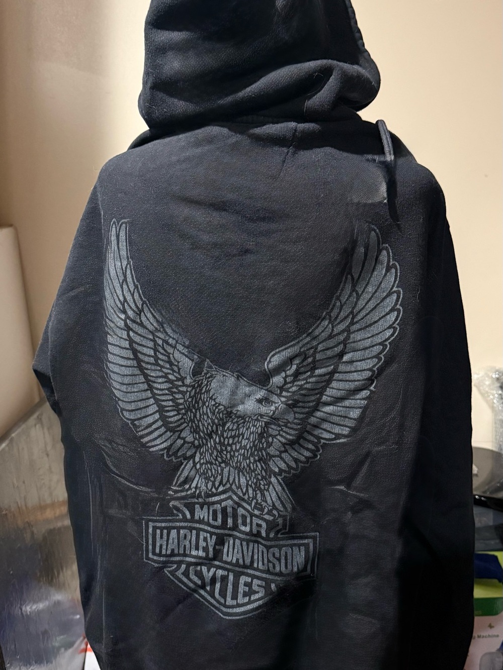 Harley-Davidson Black Zip-Up Hoodie with Eagle Back Graphic